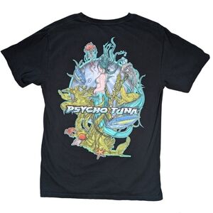 Psycho Tuna Men's Small Black Mermaid  Graphic Short Sleeve Cotton T Shirt‎